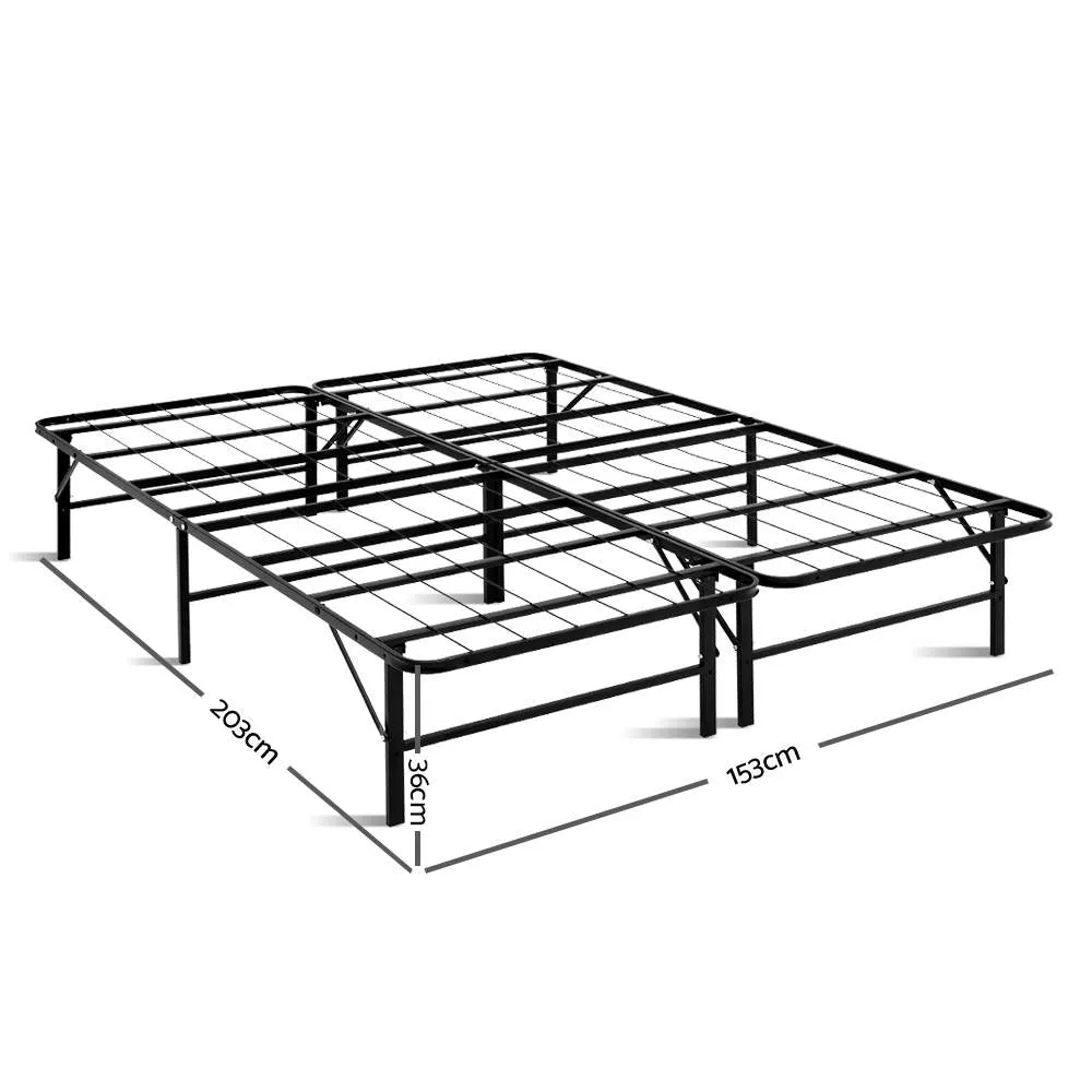 Foldable Metal Queen Bed Frame, 300kg Capacity - Artiss