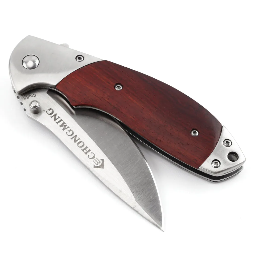 Foldable Outdoor Camping Survival Stainless Steel Blade Folding Hunting Wood Pocket Knife