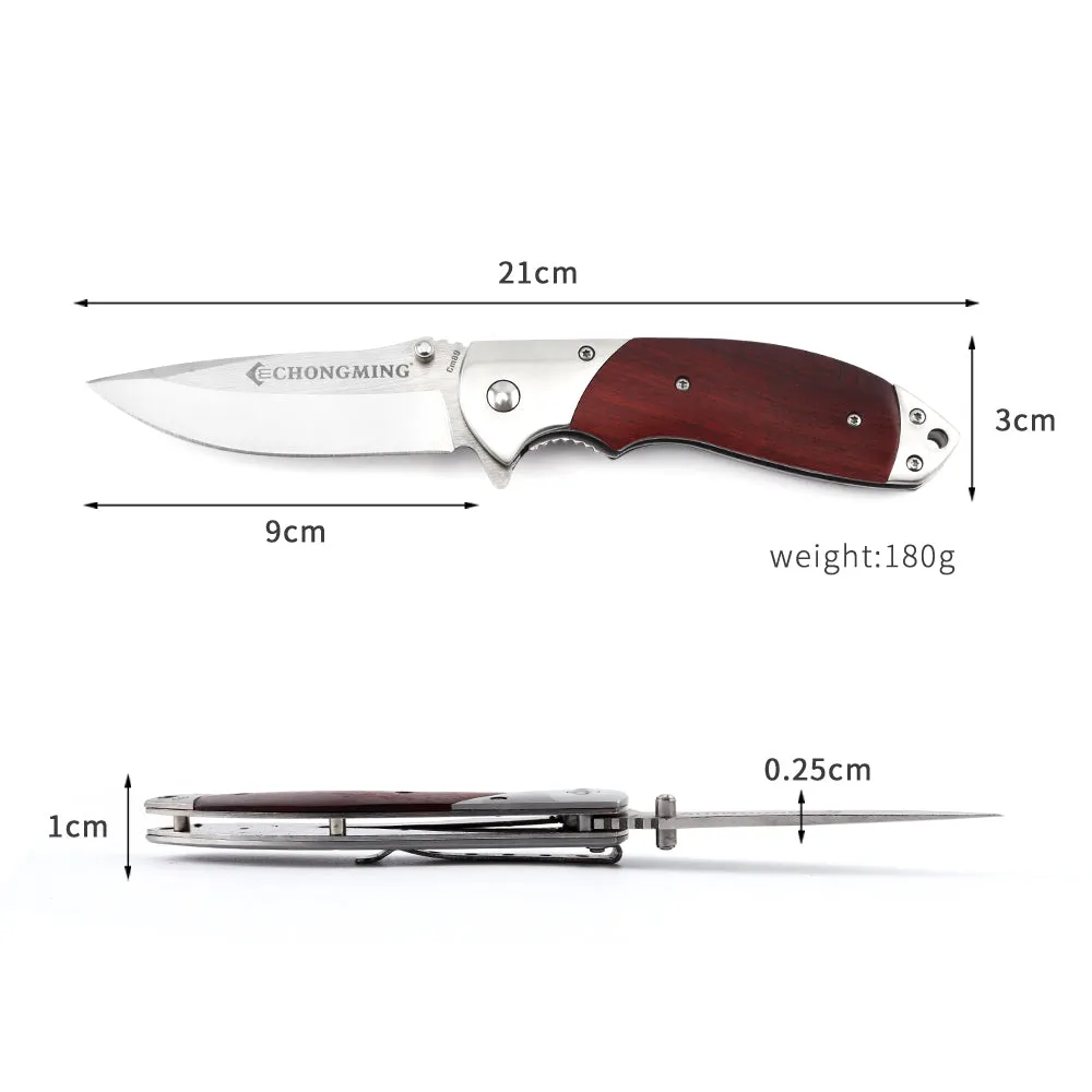 Foldable Outdoor Camping Survival Stainless Steel Blade Folding Hunting Wood Pocket Knife