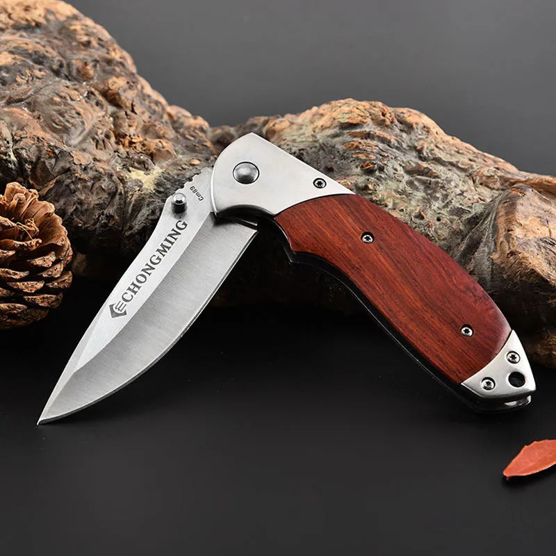 Foldable Outdoor Camping Survival Stainless Steel Blade Folding Hunting Wood Pocket Knife