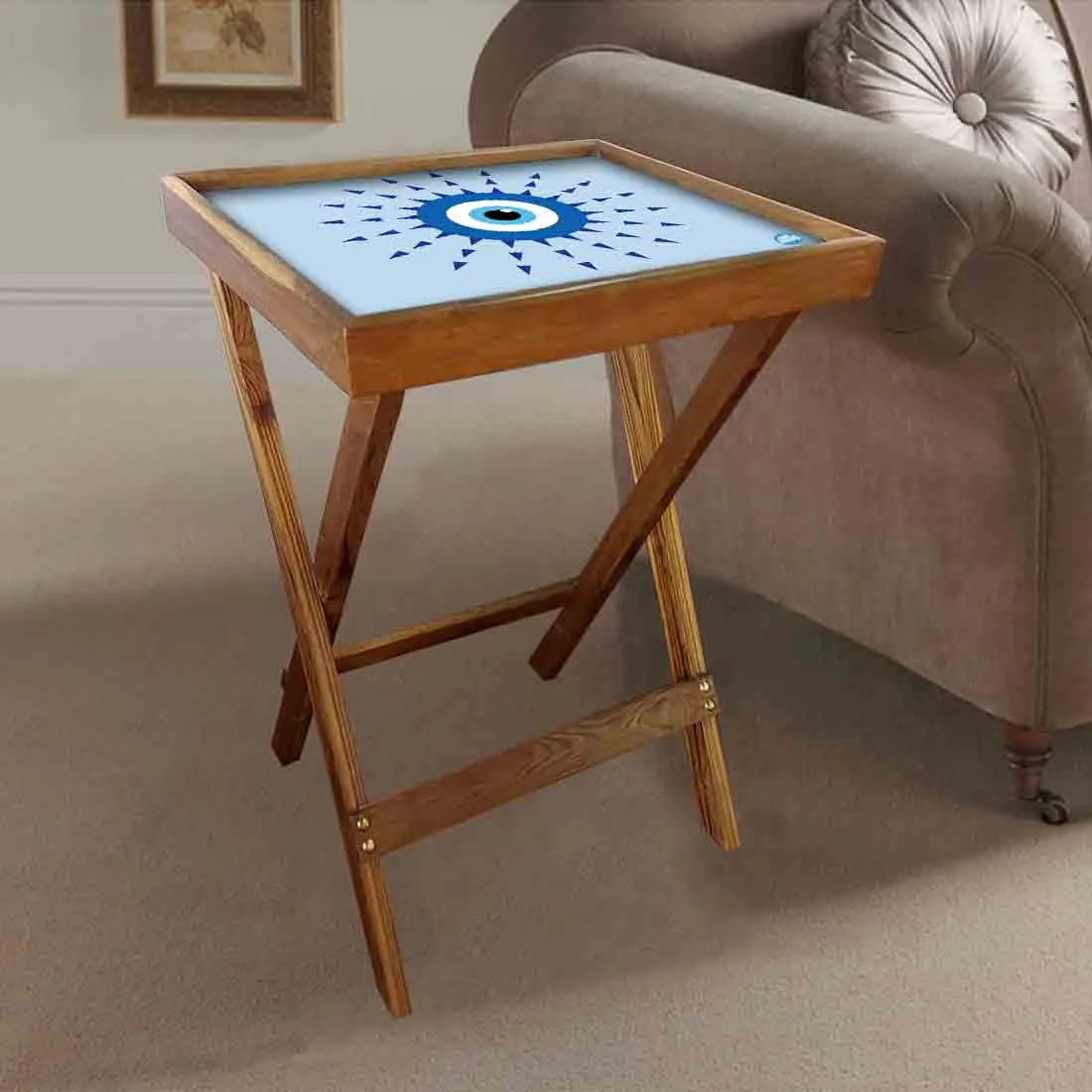 Folding TV Tray Table for Eating Breakfast Serving Table - Evil Eye Protector