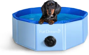 FurDreams Foldable Pet Swimming Pool – Hard Plastic Dog Bathtub, Portable Multi-Functional PVC Kiddie Pool with Non-Slip Base – Perfect for Children, Cats, Puppies, and Summer Fun