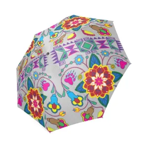 Geometric Floral Winter-Gray Foldable Umbrella