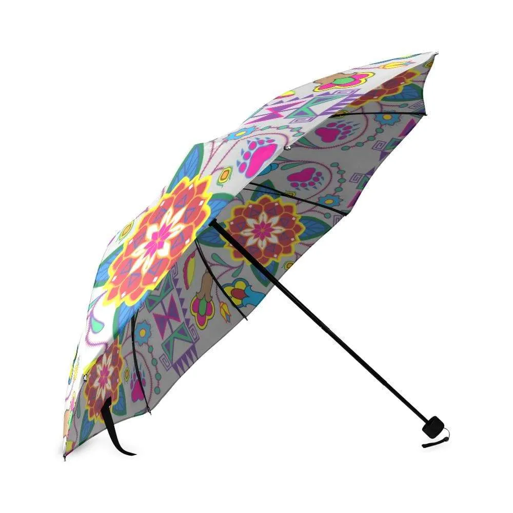 Geometric Floral Winter-Gray Foldable Umbrella