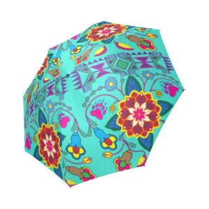 Geometric Floral Winter-Sky Foldable Umbrella