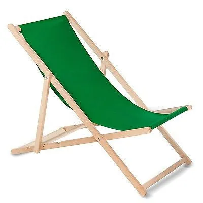 GreenBlue GB183 Wooden Deck Chair Beech Foldable 3-Position Classic Green