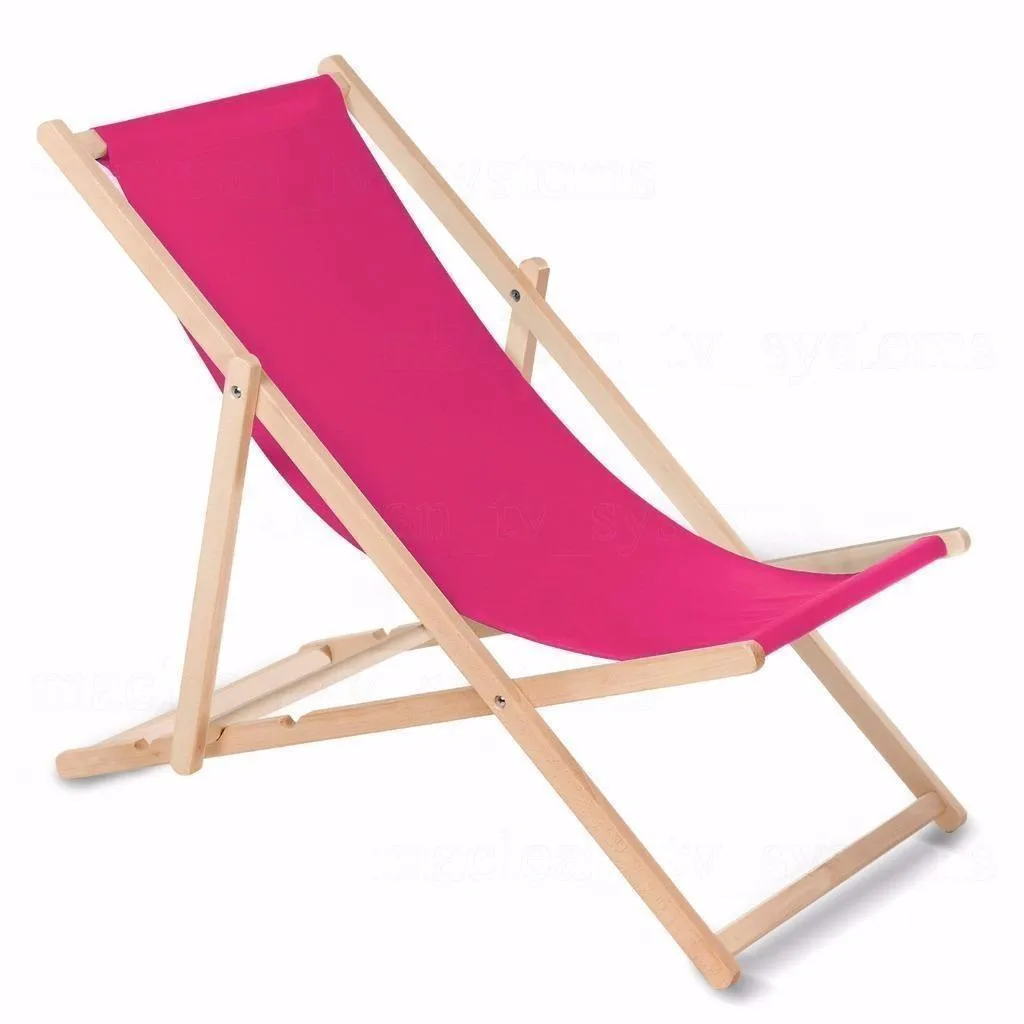 GreenBlue GB183 Wooden Deck Chair Beech Foldable 3-Position Classic Green