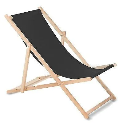 GreenBlue GB183 Wooden Deck Chair Beech Foldable 3-Position Classic Green