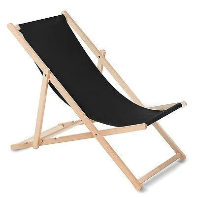 GreenBlue GB183 Wooden Deck Chair Beech Foldable 3-Position Classic Green