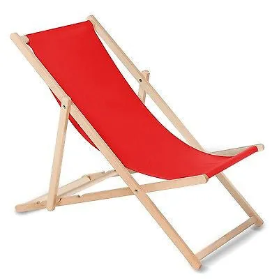 GreenBlue GB183 Wooden Deck Chair Beech Foldable 3-Position Classic Green