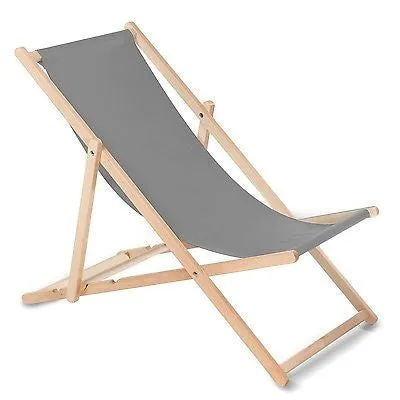 GreenBlue GB183 Wooden Deck Chair Beech Foldable 3-Position Classic Green