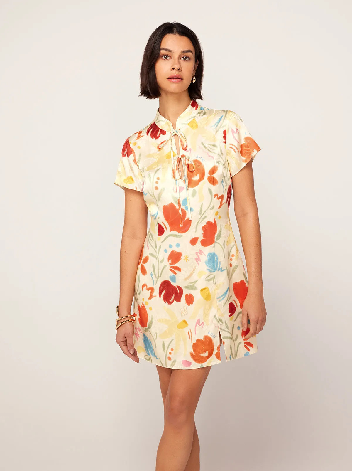 Gretchen Pastel Floral Jacquard Mini Dress