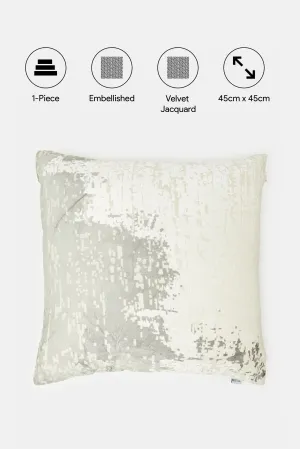 Grey Cut Velvet Jacquard Cushion