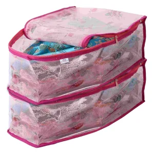 Heart Home Floral Print PVC Blouse Cover/Wardrobe organizer/Clothes Cover For Blouse- Pack of 2 (Pink) 52HH3882