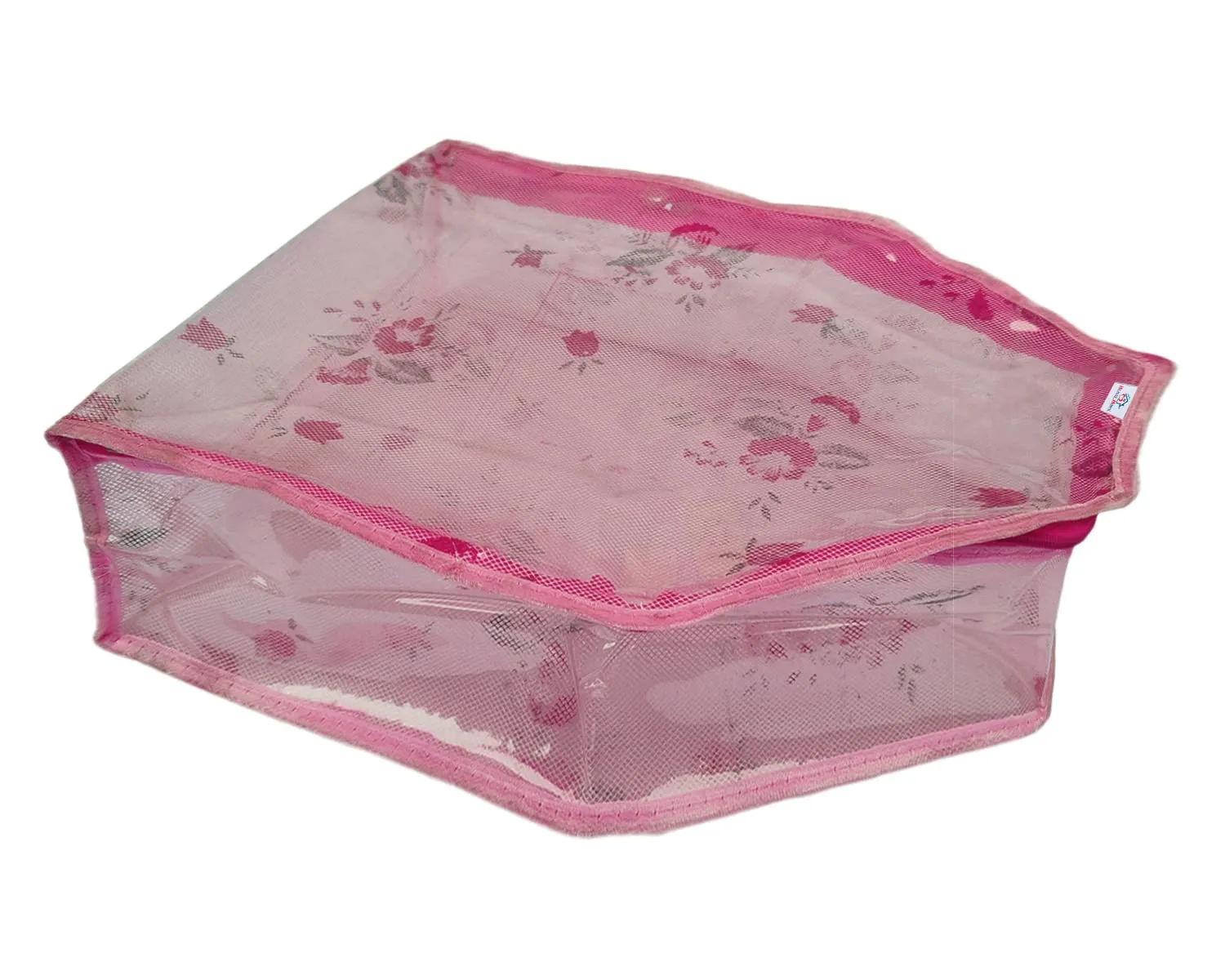 Heart Home Floral Print PVC Blouse Cover/Wardrobe organizer/Clothes Cover For Blouse- Pack of 2 (Pink) 52HH3882