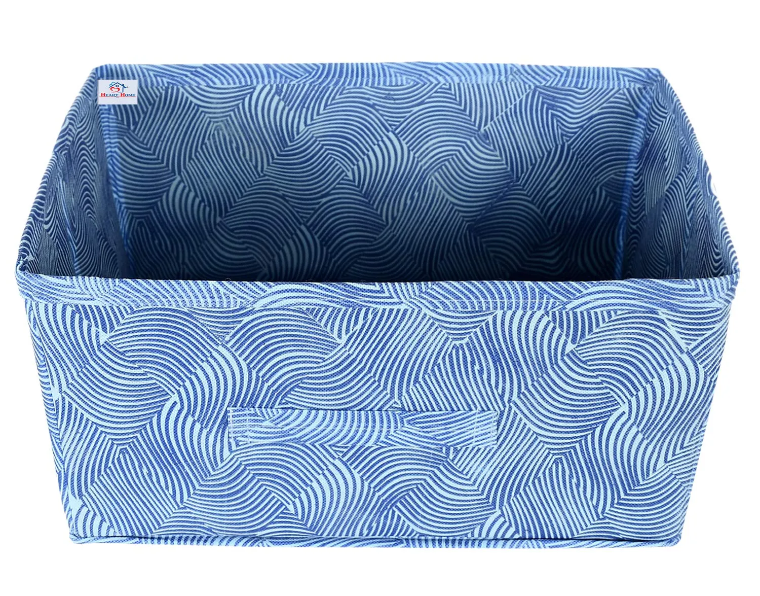 Heart Home Laheriya Print Rectangular Flodable Storage Box|Drawer Storage and Cloth Organizer|Storage Box For Toys|Storage Box Gor Clothes |Set Of 3(Blue)