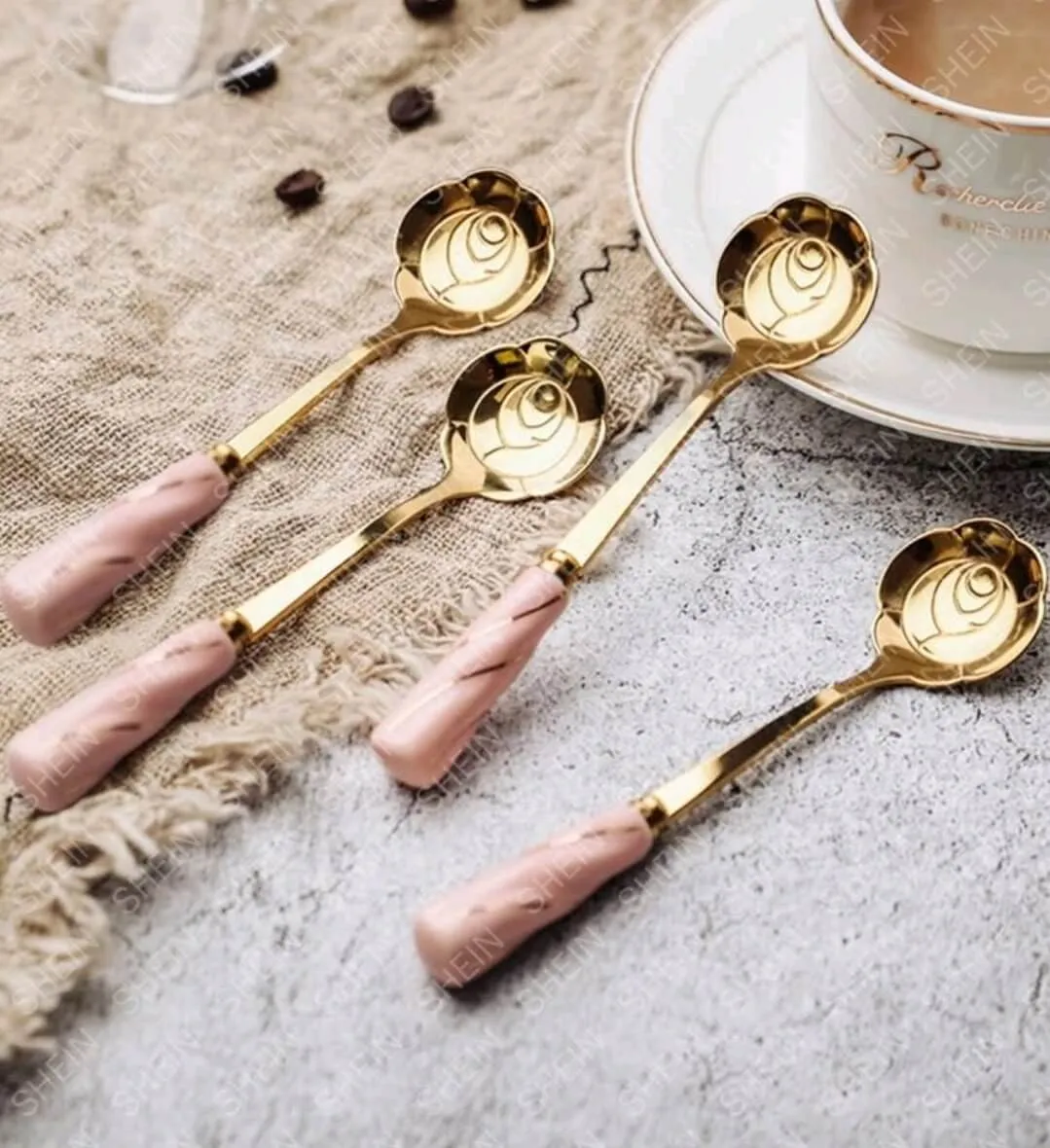 Home Decor - Exquisite flower spoon - pink handle