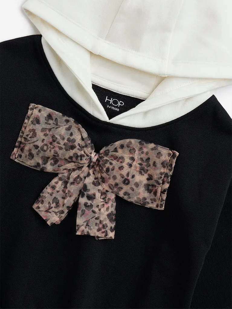 HOP Kids Black Bow-Detailed Sweatshirt