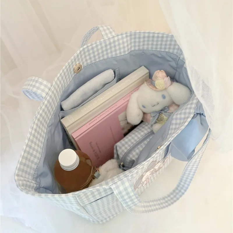 Japanese Cinnamoroll Plaid Large-Capacity Handbag Cosmetic Bag