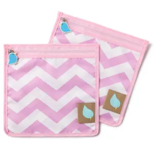 Jaq Jaq Bird Reusable Food Pouch Set of 2 - Lavender Chevron