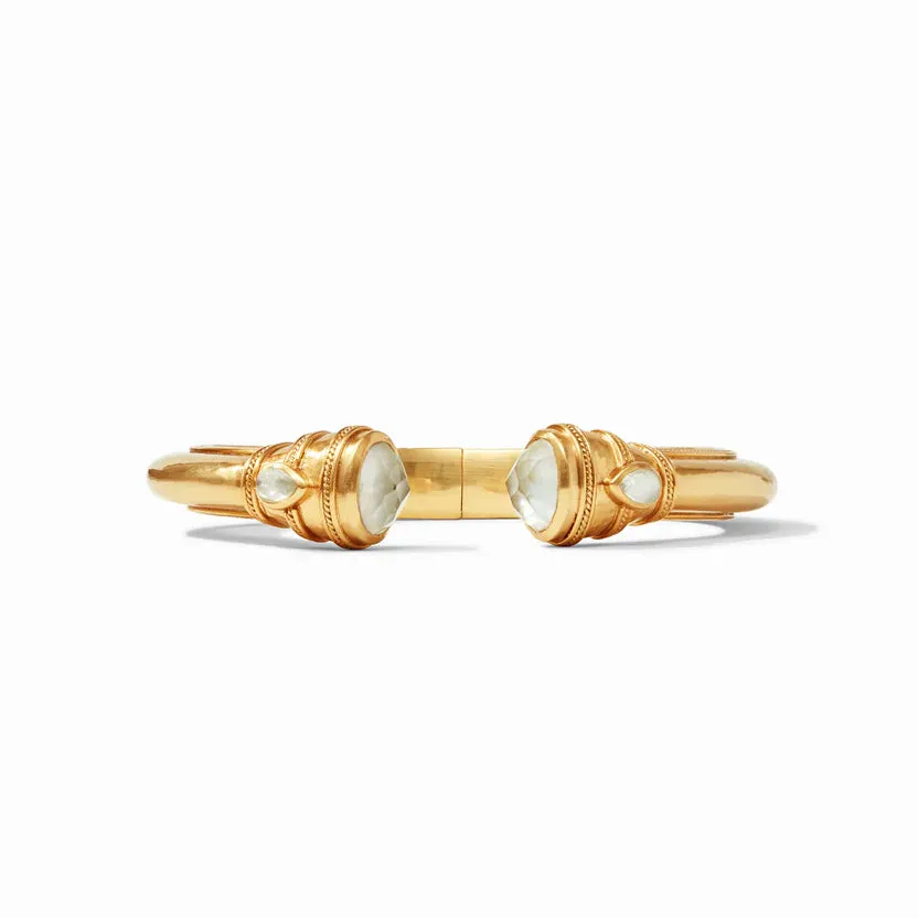 Julie Vos | Cannes Demi Cuff Bracelet with Iridescent Clear Crystals in Gold