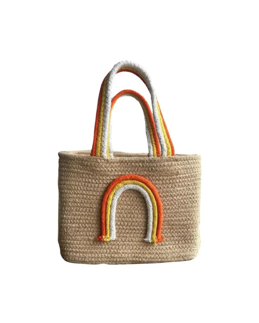 Jute Rainbow Handbag | 10 x 7 x 5 inches