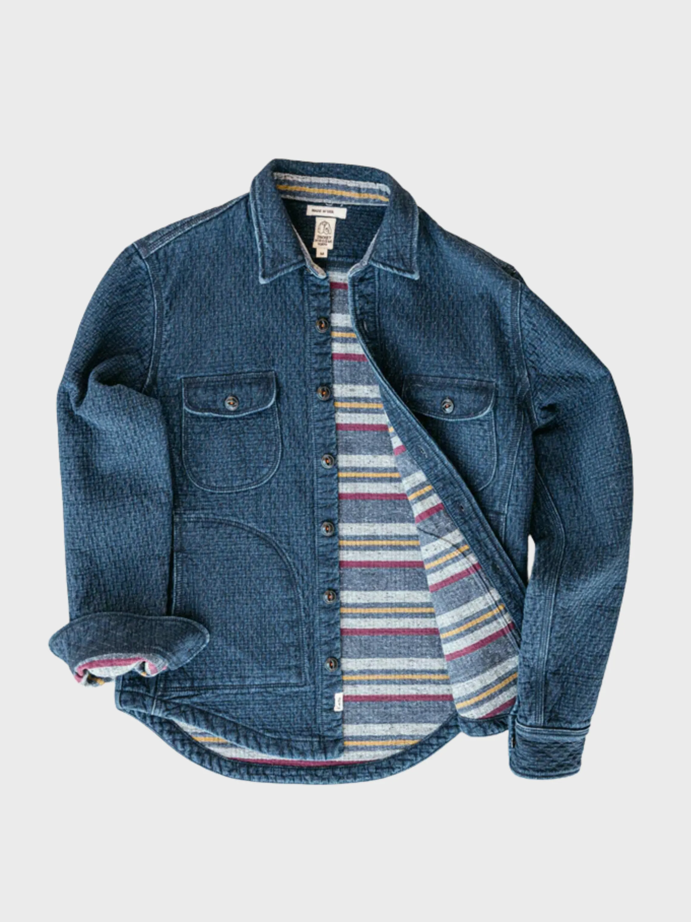 Kato The Anvil Shirt JK Quilt Denim LIght Indigo