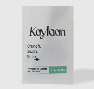 Kaylaan - 90 Travel Toothpaste Tablets - Mint with Fluoride- Refill Bag (TSA 3-1-1 compatible)