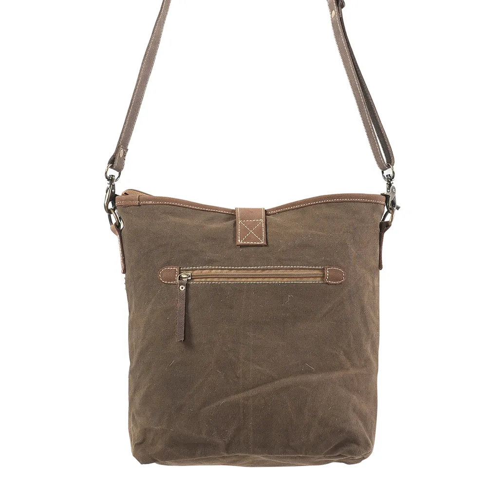 KB200 - KB200-MESSENGER Leather and Upcycled Canvas Ladies Bag 14 x 13 - KB200