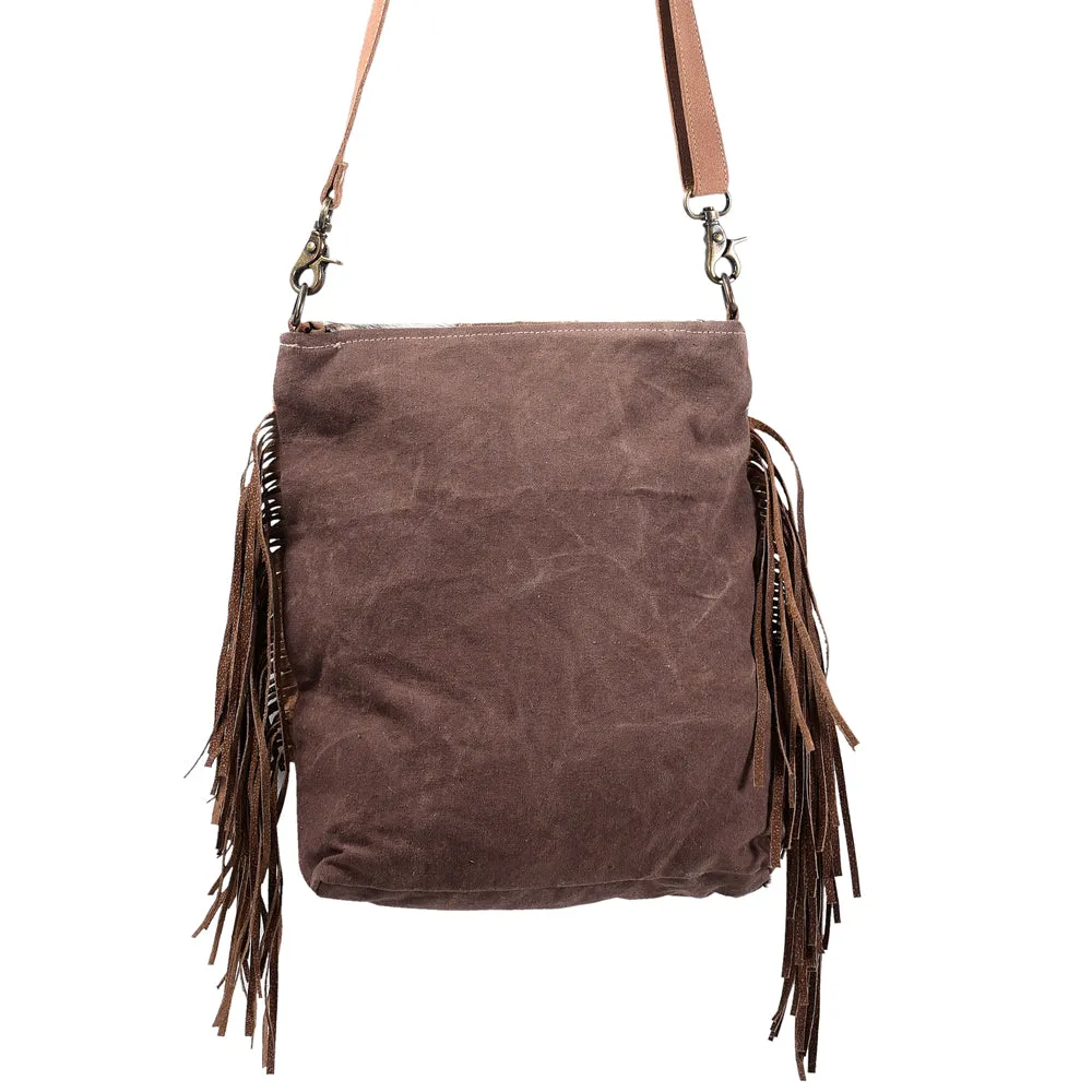 KB393 - KB393-MESSENGER Real Cowhide Leather and Upcycled Canvas Ladies Bag Standard - KB393