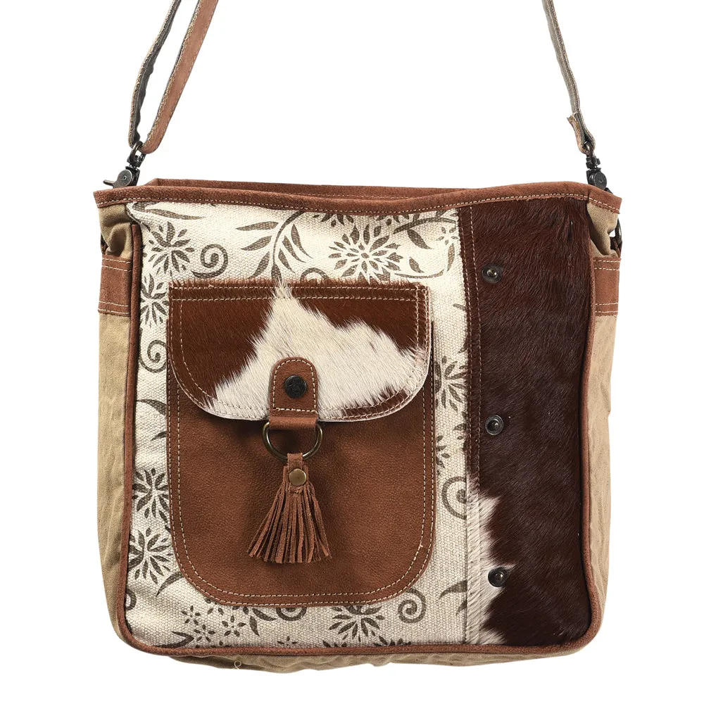 KB414 - KB414 -MESSENGER Real Cowhide Leather and Upcycled Canvas Ladies Bag Standard KB414 - KB414