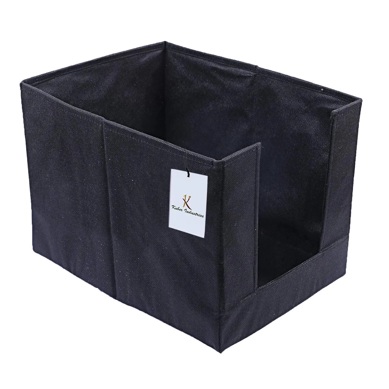 Kuber Industries Non Woven 2 Piece Shirt Stacker Wardrobe Organizer and 2 Piece Small Foldable Storage Organiser Cubes/Boxes (Black) - CTKTC038341