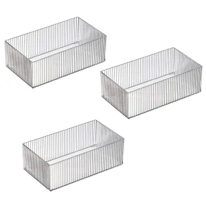 Kuber Industries Rectangular Cutlery/Cosmatic/Desk Organizer|Basket For Storage, Books, Toys-Pack of 3 (Transparent)