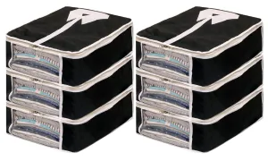 Kuber Industries Shirts & Clothing Organizer With Clear Window- Pack of 6 (Black)-HS43KUBMART26153