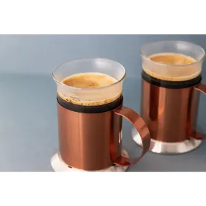 La Cafetiere 2pk Glass Cups With Copper Effect Frame 300ml