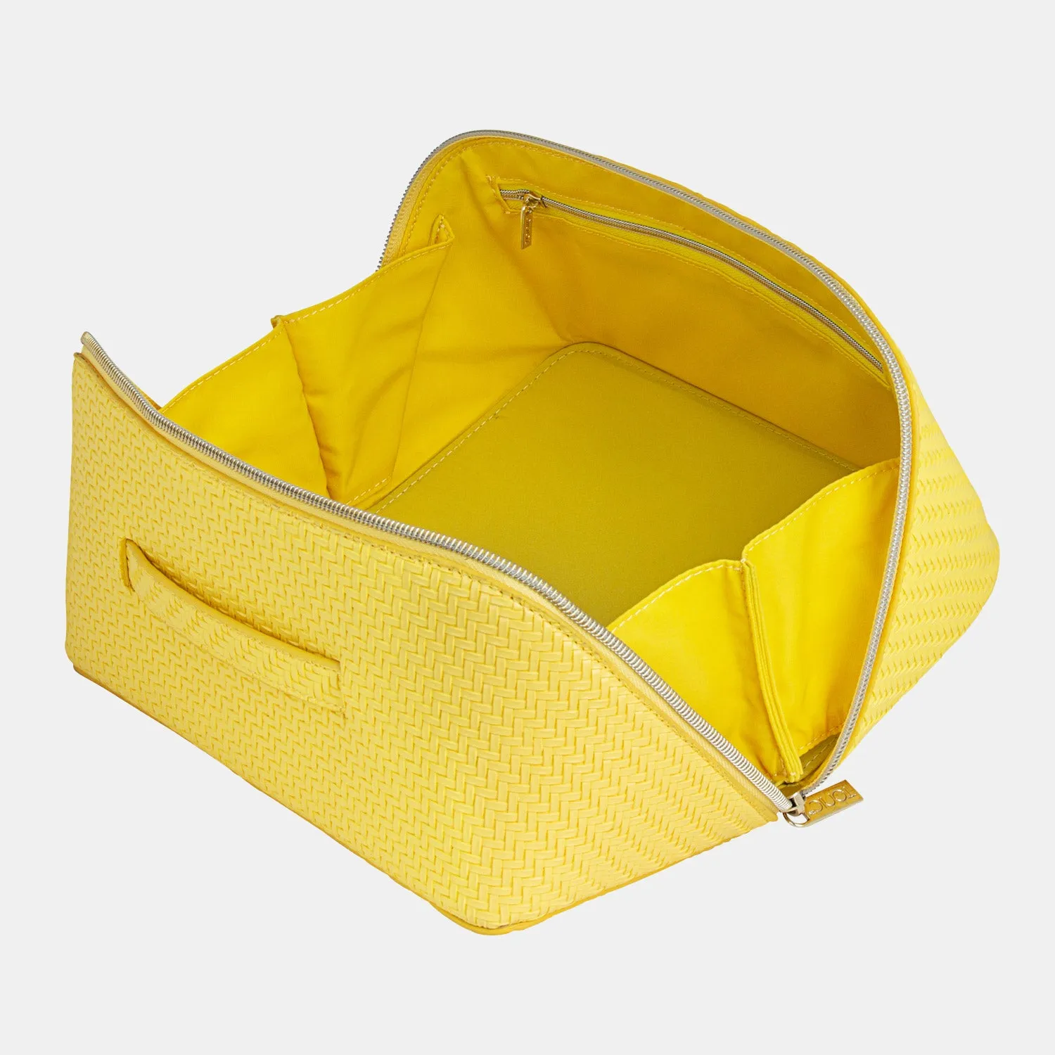 Large Beauty Bag - Herringbone Lemon