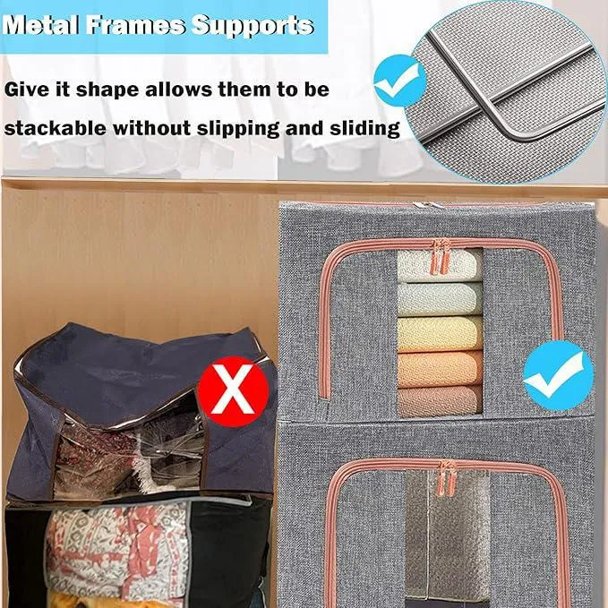 Large Capacity Storage Box With Metal Frame