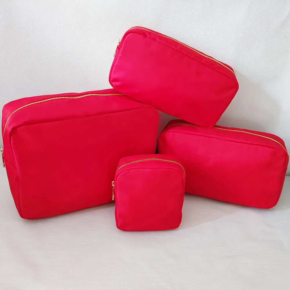 Large Nylon Cosmetic Bag with Large Gold Zipper-Various Colors