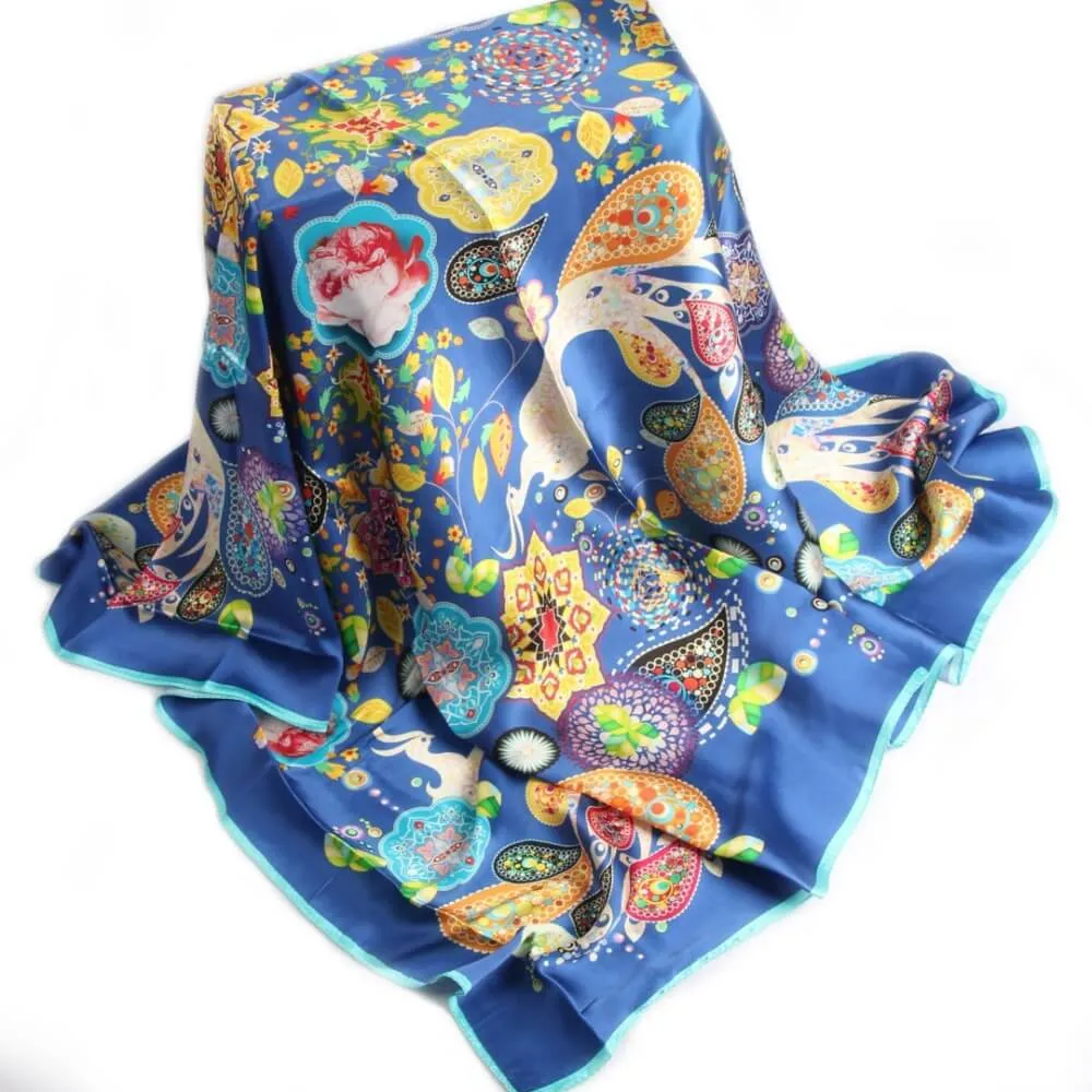 Limited Edition Extra Large Silk Scarf Blue