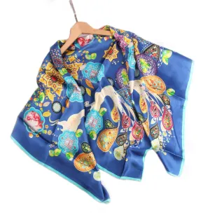 Limited Edition Extra Large Silk Scarf Blue