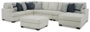 Lowder 5-Piece Sectional with Ottoman in Stone