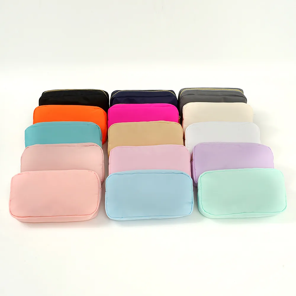 Medium Nylon Zippered Cosmetic Bag - Assorted Colors