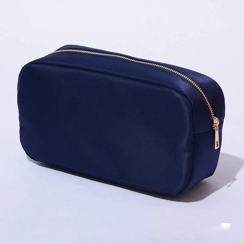 Medium Nylon Zippered Cosmetic Bag - Assorted Colors