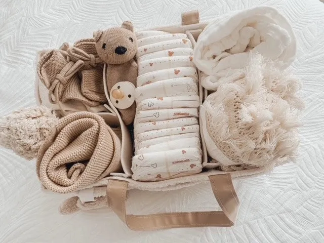 Nappy Caddy Organizer - Teddy | Beige Handles