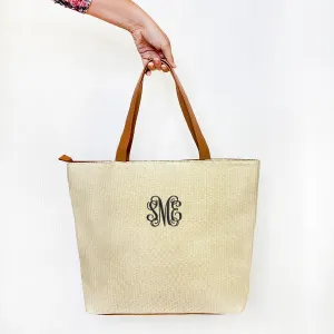 Natural Hilton Tote with Vegan Leather Handle