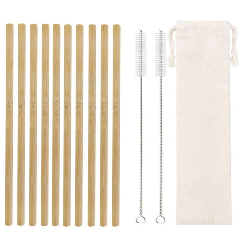 Natural Organic Bamboo Straw Set (10pk)