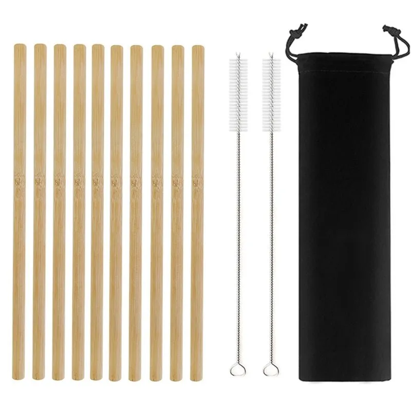 Natural Organic Bamboo Straw Set (10pk)