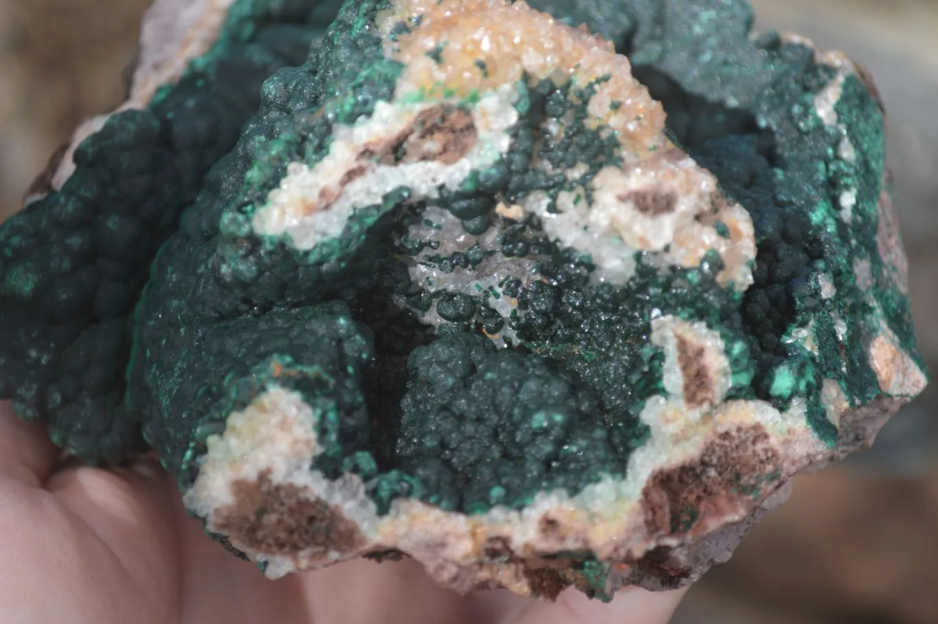 Natural Rare Ball Malachite On Drusy Limonite Quartz & Dolomite Matrix Specimens  x 2 From Kambove, Congo