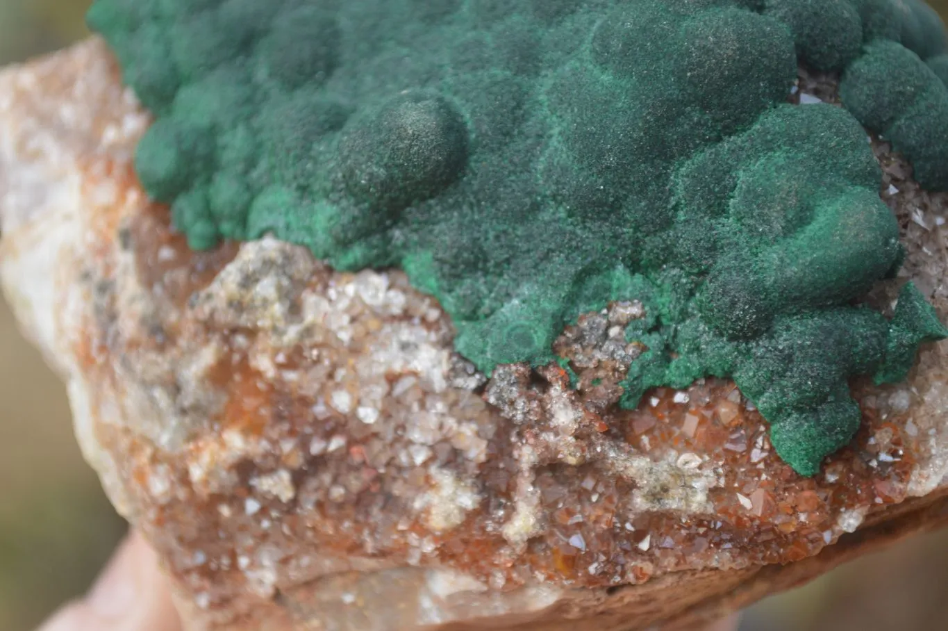 Natural Rare Ball Malachite On Drusy Quartz & Dolomite Specimens x 2 From Kambove, Congo