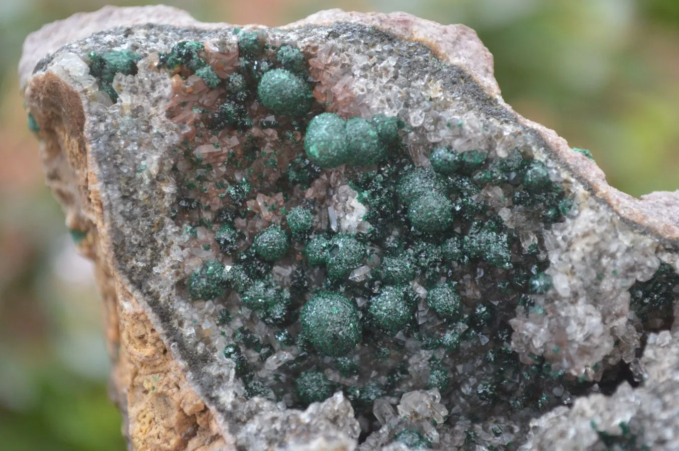 Natural Rare Ball Malachite On Drusy Quartz Dolomite Specimens x 2 From Congo